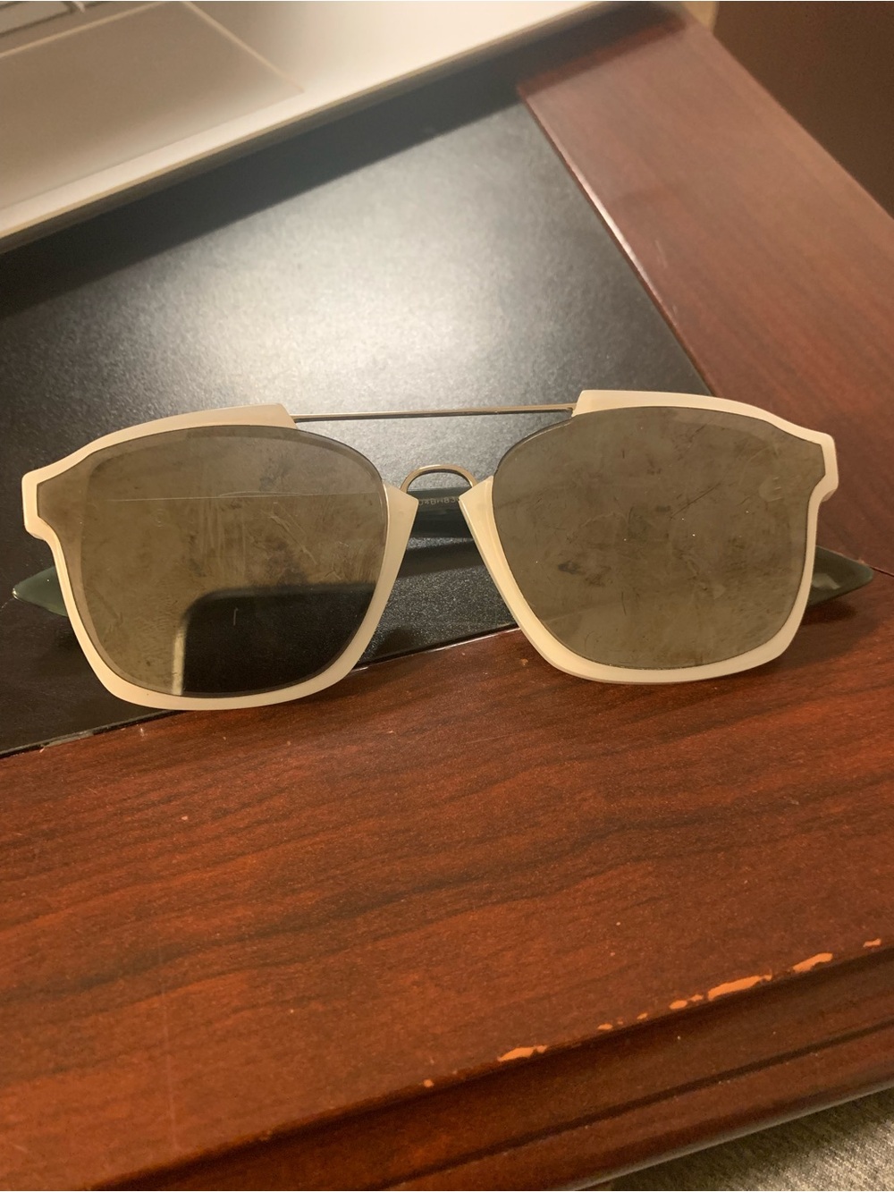 Dior Men's White Frame Sunglasses with Dark Lenses - 100% authentic